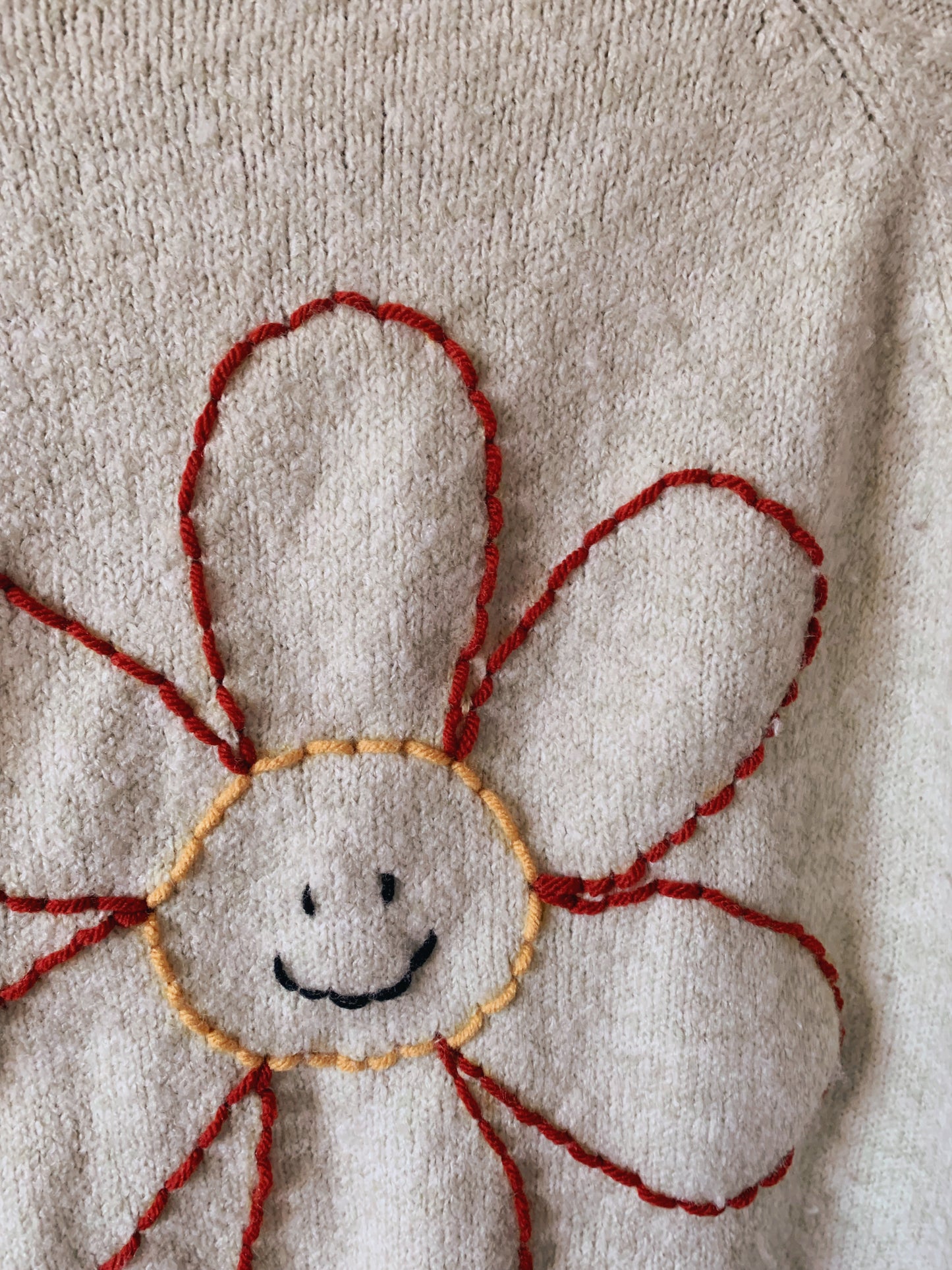 Big back flower thrifted sweater