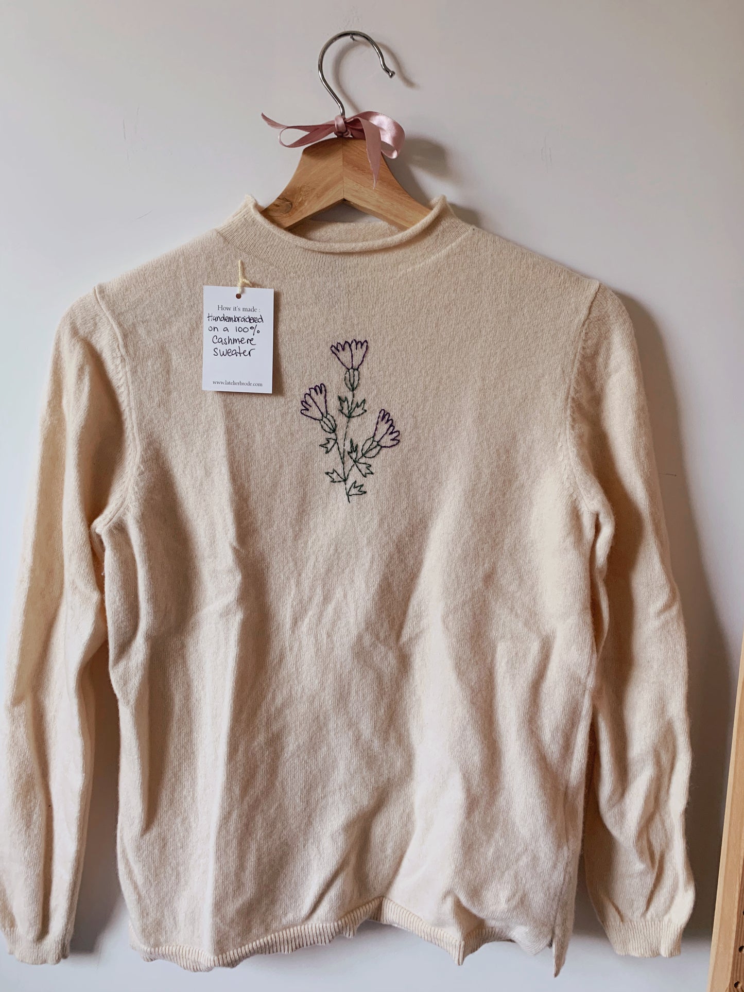 Cashmere Flower Upcycled Turtleneck