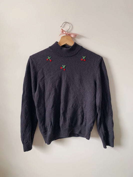 Pull recyclé cerises perlées