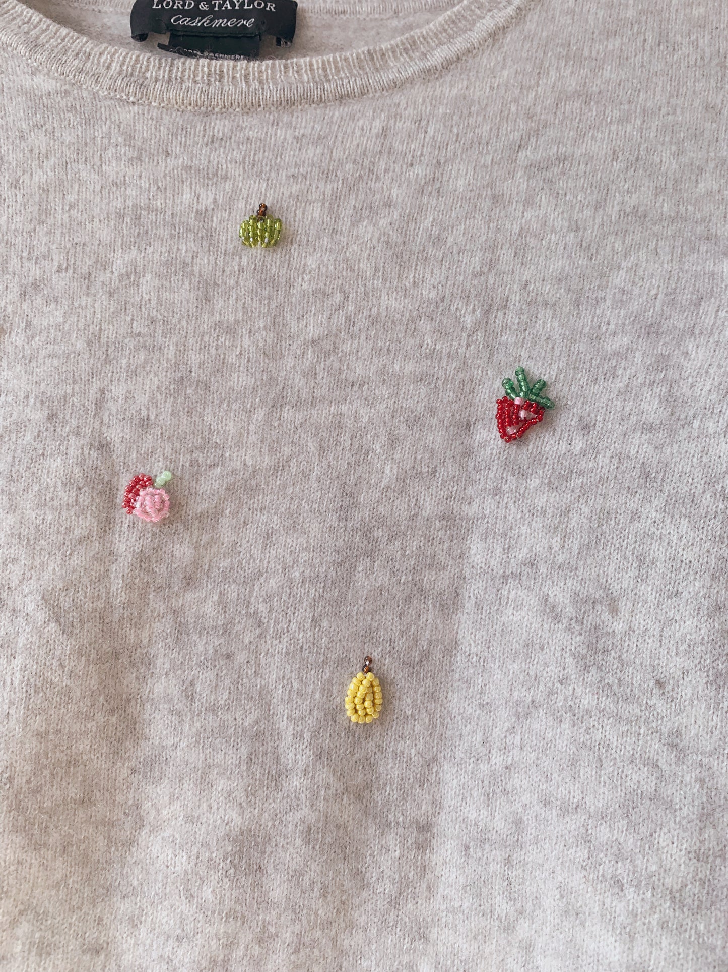 Fruits Beaded Embroidery Sweater