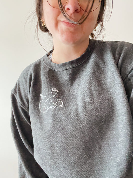 Sea Goat Embroidered Sweater