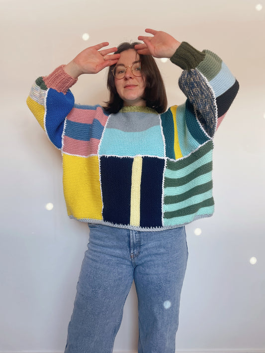 Upcycled Blanket Patchwork Sweater - Reversible