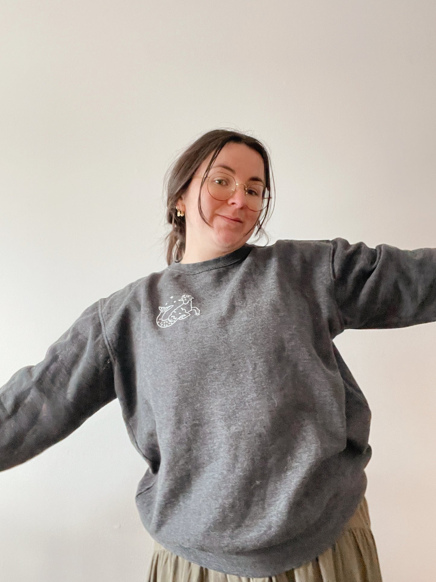 Sea Goat Embroidered Sweater