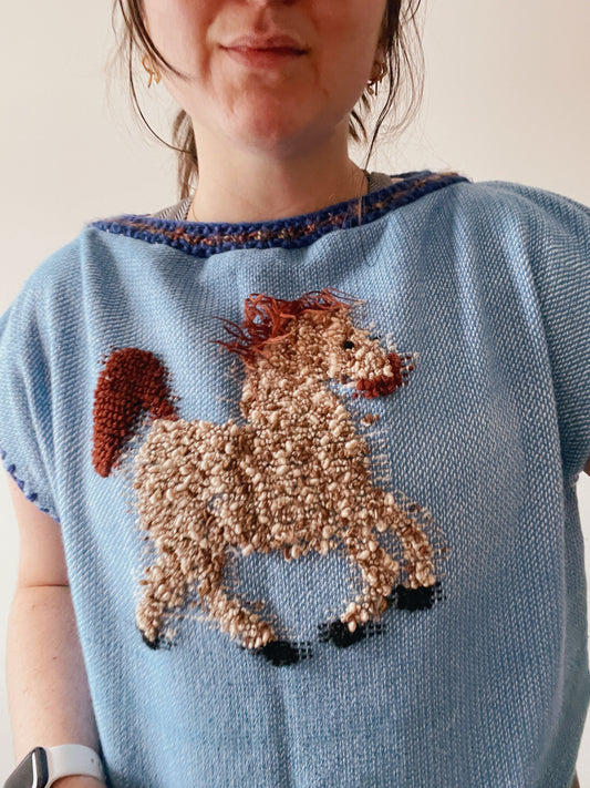 Upcycled Blanket Horsey Sweater