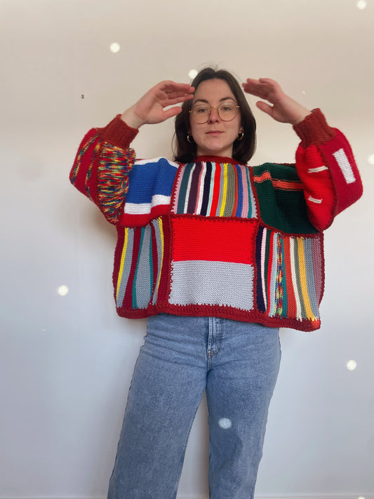 Upcycled Blanket Patchwork Sweater - Reversible