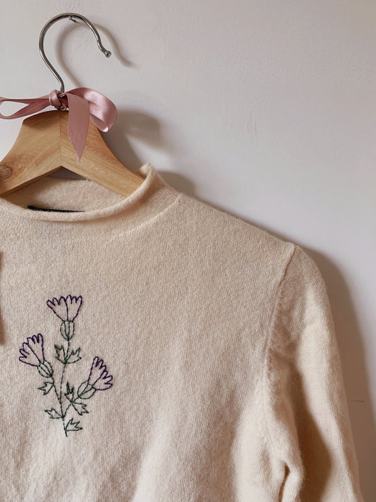 Cashmere Flower Upcycled Turtleneck