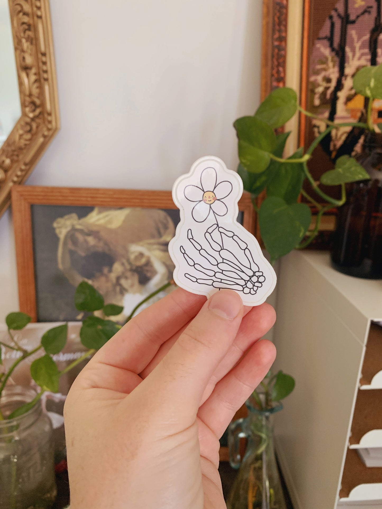 Skeleton Flower Sticker