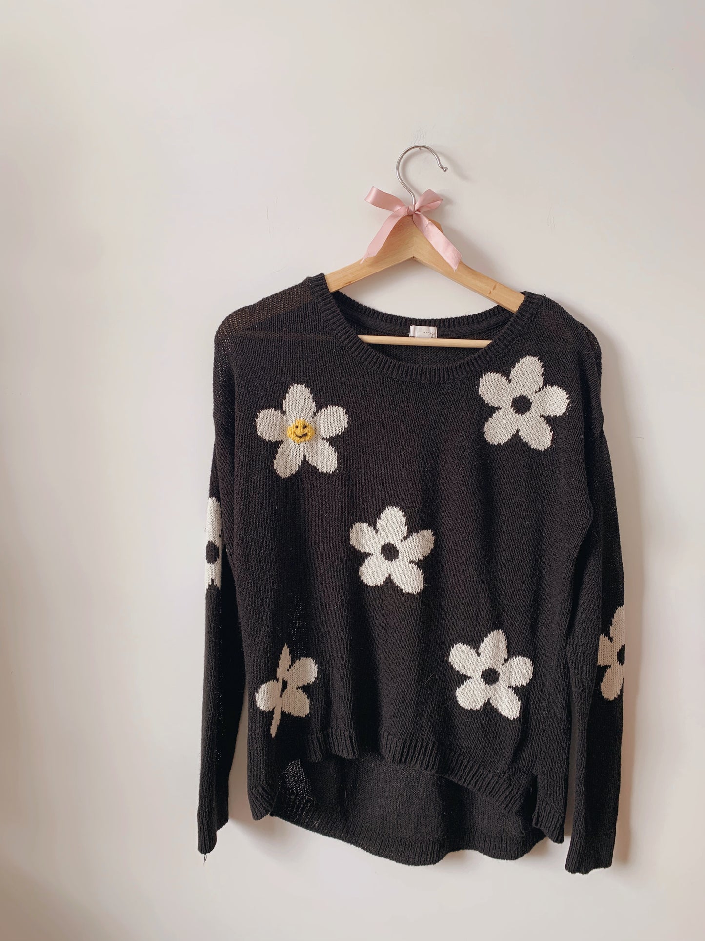 Smiley Flower Upcycled Sweater
