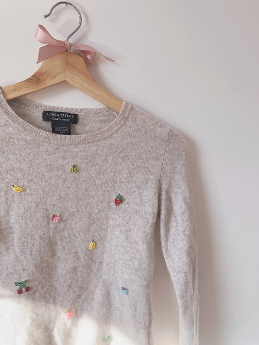 Fruits Beaded Embroidery Sweater